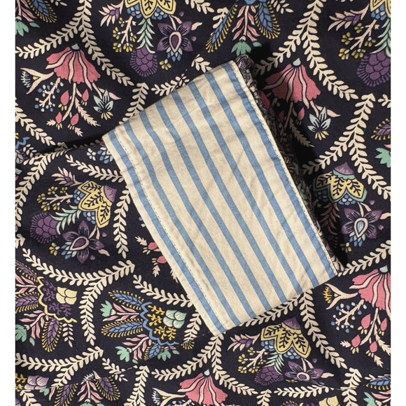 TALBOTS Modern Classic Button Front Shirt Scalloped Floral Cotton Striped Cuff L - Picture 14 of 16